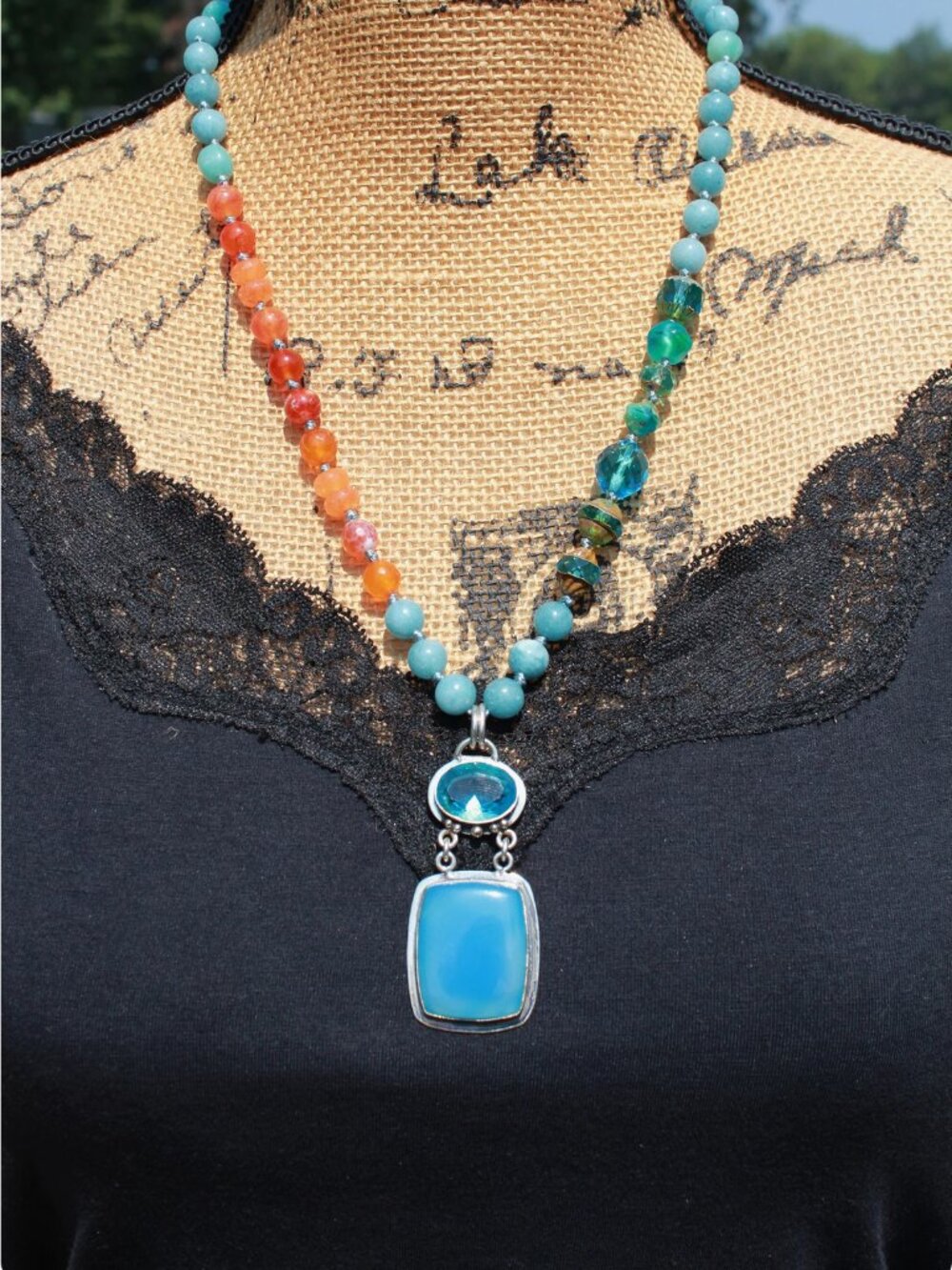 Blue Chalcedony Beaded Necklace